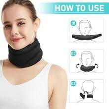 Neck Support For SnoringAntiSnoring Neck Brace Adjustable Neck Support Brace For Sleeping Soft Foam Neck Brace Universal AntiSnores Cervical Girdle Perfect For Sleep Home Trave Or Office - 黑色 - 查看 6
