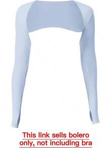 Women Crop Top Long Sleeve Bolero Open Front Workout Cropped Shirts Sports Shrug - 淺藍色 - 查看 2