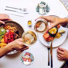 1 set/4 piezas/6 piezas/300 piezas Posavasos de barro de diatomeas con estampado de muñeco de nieve, adecuados para el hogar, cafetería, merienda, decoración de restaurantes, fiestas temáticas, decoración diaria y pueden ser entregados como regalos de Navidad