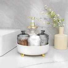 360°旋转化妆品及香水收纳盒，1个大容量梳妆托盘，多功能圆形化妆品收纳架，优雅设计，母亲节礼物