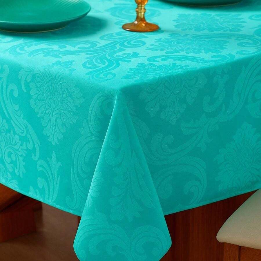 Durable And Elegant Rectangular Jacquard Fabric Tablecloth 4/6/8 Seats Luxury Promotion - 蒂法尼綠 - 查看 1