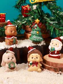 Christmas Decor Miniature Landscape, Cute Cartoon Santa Claus, Christmas Tree, Animal Ornaments, Gift