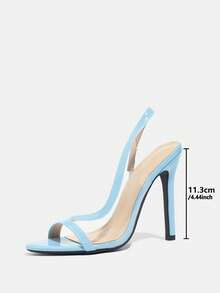 Jin Bei Qi Giày sandal cao gót hở mũi bằng da bóng dành cho nữ, thích hợp cho mùa xuân/hè, kiểu dáng thời trang dự tiệc, trang trọng, màu xanh dương. - Màu xanh lam - Xem 11