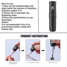 DQFART 无绳旋转纹身枪套装，适合初学者和纹身师，6种行程长度，包含10根纹身针、7种颜色的墨水，以及全套纹身用品。 - 黑色 - 查看 5