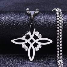 Stainless Steel Witch Knot Pendant Necklace For Women Men Silver Color Wicca Pagan Magic Chain Powerful Amulet Lucky Jewelry - Necklace - View 2