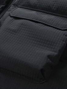 2025 男士简约休闲时尚百搭连帽棉衣，冬季保暖 - 黑色 - 查看 5