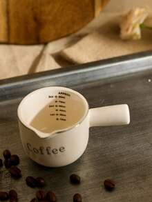 Cirelle 复古奶油色意式浓缩咖啡杯带刻度精致陶瓷咖啡量杯萃取杯小奶精学校用品返校 - 白色 - 查看 5