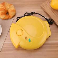 Máquina para hacer pasteles con diseño de placa flotante para hornear con calefacción de doble cara, linda máquina para hacer gofres completamente automática portátil con control de temperatura automático de color amarillo de dibujos animados, adecuada para la cocina, para preparar comida deliciosa para niños. - Amarillo - Ver 3