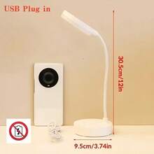 360° Adjustable Gooseneck Design USB Lamp With 3-Color Dimming (White/Neutral/Warm Light), Multifunctional As Phone Holder, LED Eye-Care Desk Lamp For Office, Study, Home, Bedroom