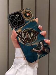 1pc Fashion Personalized Butterfly Texture Vertical Faux Leather Protective Soft Phone Case Compatible With Apple And S17/S17PRO/S17PROMAX/S16/S16PLUS/S16PRO/S16PROMAX - Multicolor - View 3