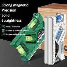 Mini medidor de nível de alta precisão horizontal vertical medida métrica régua transferidor medidor de nível de bolso magnético portátil doméstico - Multicolorido - Ver 4