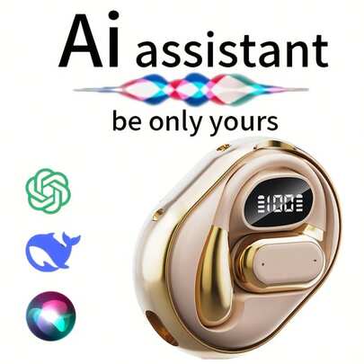 2025 AI Translation 144 Languages True Wireless New Design Clip-On Comfortable Headphones Business Sports Simple Headphones - Multi-Language Support, Smart Dual Mic Silent, Touch Control, Suitable For Android Phones, Perfect For Travel, Social, Learning, Sports - Movie And Game Themes
