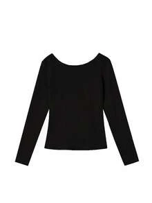 Áo thun dài tay in họa tiết phong cách Mỹ cổ điển, dáng ôm, thích hợp mặc nhiều lớp, màu đen, thích hợp cho mùa xuân. - màu đen - Xem 4