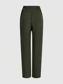 cimmuovere Women's /Nursing Pants, Comfortable Pants, Solid Color Simple Multi-Pocket Pants Spring - Army Green - View 2