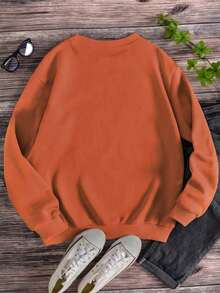 Turing Season Pumpkin Sublimation Shirt, Thanksgiving, Halloween Shirt, Autumn Clothes For Women, Nightmare Before Christmas, Halloween Clothes, Halloween Costumes For Women, Loose Fit Round Neck Long Sleeve Casual Sweatshirt - Orange - View 3