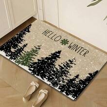 Felpudo navideño y de bienvenida al invierno - Alfombra de poliéster antideslizante y lavable a máquina para uso interior/exterior - Perfecta para la entrada, el dormitorio y la decoración exterior - Accesorio navideño para el hogar Decoración de baño y cocina Alfombra de cocina - Multicolor - Ver 1