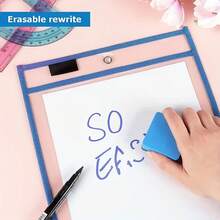 6 件/10 件可重复使用干擦口袋、超大白板口袋、透明塑料保护膜、教师学校教室用品 - 彩色 - 查看 6