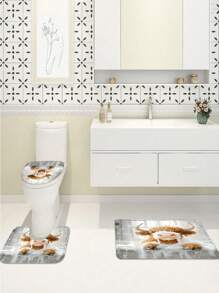 1/4 Pcs Cute Highland Cow Bathroom Set - Christmas Red Hat Shower Curtain, Bath Mat And Toilet Seat Cover - Adorable Farm Animal Design Bathroom Decor - Multicolor - View 23