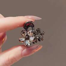 2 Elegant Flower Hair Clips - Small Alloy Shark Clips, Suitable For Tidying Up Loose Hair, Inlaid With Crystals, Ideal For Women Aged 14 And Above - 2個 - 查看 2
