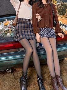 CLAGAINER 1pc Plus Size 100g Thickened Thermal Pantyhose Stockings For Women, High Elasticity, Translucent, High Waist, Tights For Autumn And Winter