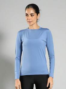 FITNATION Women's Long Sleeve T-Shirt With UV50 Sun Protection - Azul - Ver 2