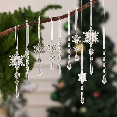 Christmas Decoration - Assorted Transparent Icicle Ornaments, Acrylic Transparent Icicle Hanging Decorations, Christmas Snowflakes Home Decor Christmas Decorations Room Decor Winter Christmas Decorations Home Christmas Gifts Christmas Decor