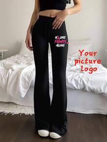 Customized Women's Casual Sports Pants For Spring, Summer, Autumn And Winter, Customized Patterns/Couples/Pets/Sisters/Selfies/Parent-Child Photos, Logo Design, Holiday Gifts, Surprise Gifts, Birthday Gifts, Wedding Gifts, Mother's Day Gifts, Best Friend Gifts, Anniversary Gifts, Valentine's Day Gifts, Gifts For Her - Black - View 1