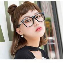1pc, Elegant Oversized Square Frame Clear Lens Glasses - Stylish Minimalist Fashion Eyewear For Computer Use -  Design For Women And Men With Clear Vision, Photo Prop Accessories - 黑色 - 查看 3