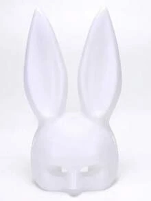 1pc Sexy Bunny Girl Cosplay Rabbit Ear Mask, Cartoon Plastic Half Face Rabbit Mask For Halloween Masquerade