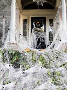 1pc Halloween Spider Web Decoration, Indoor/Outdoor Party Supplies Spider Silk Prop