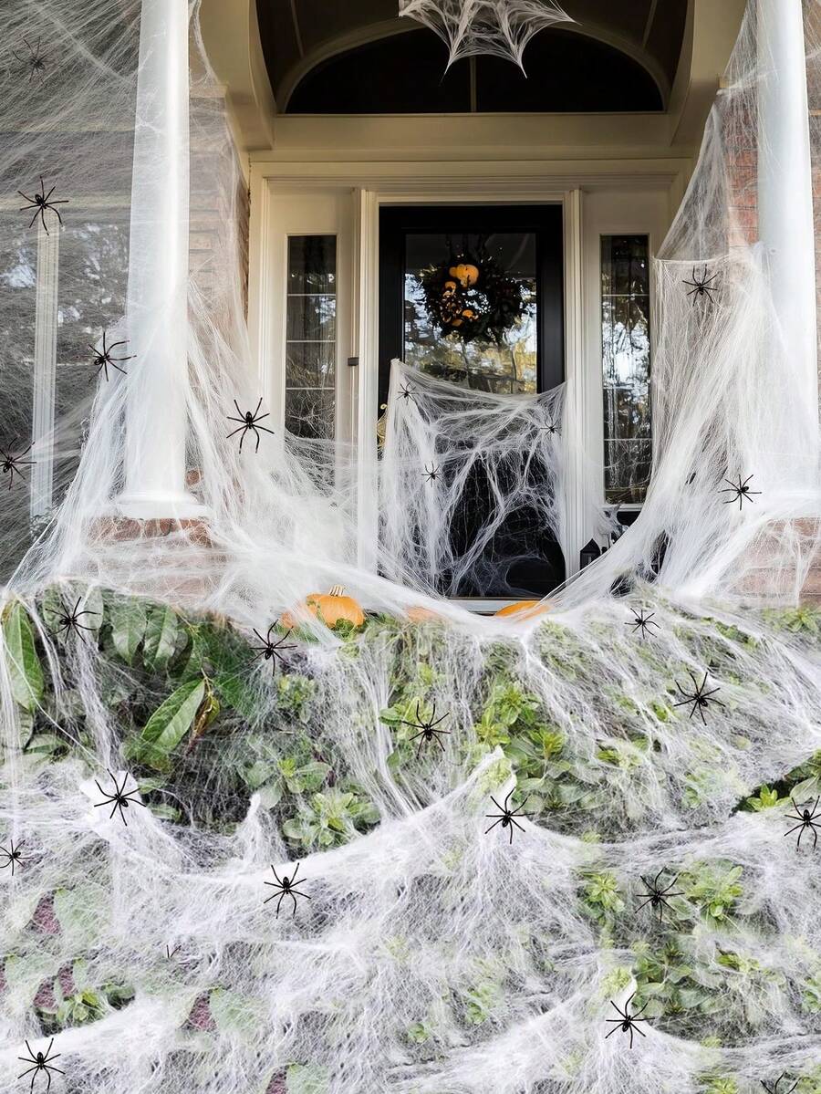 1pc Halloween Spider Web Decoration, Indoor/Outdoor Party Supplies Spider Silk Prop