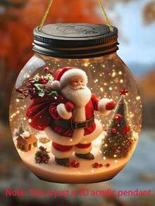 2 PIEZAS Atrapasol de acrílico 2D de Papá Noel Adorno colgante de bola de nieve de Papá Noel Estilo único Decoración navideña colgante para colgar en el techo, decoraciones para sala de estar, dormitorio, sala de estar, ventanas, puertas y jardín, decoraciones navideñas, decoraciones de invierno, adornos para árbol de Navidad