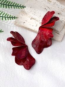 1 Pair Elegant Fashion Spray-Painted Red Petal Stud Earrings, Daily Wear Jewelry Gift For Women