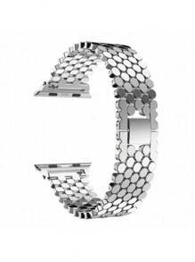 1 Stück Damen Silber Fischschuppen Edelstahl Metallarmband kompatibel mit Apple Watch Armband 40mm Ultra2 49mm 44mm 45mm 46mm 41mm 42mm 38mm Ketten Design Armband kompatibel mit Series 11 10 SE 9 8 7 6 5 4 3 2 1 kompatibel mit Apple Watch Armband Zubehör (nur Armband)