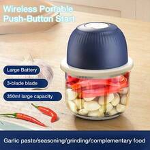 1200mAh Mini Electric Garlic Chopper Powerful Meat Grinder Vegetable Cutter 350ml Large Capacity Glass Jar Effortless Kitchen Tool Portable Design 3 Blades For Chopping Garlic Ginger Chili More