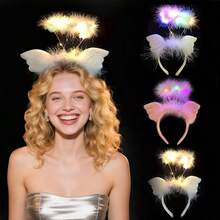 各种发光头带，仙女照片闪光头带灯，适合黑暗中发光的霓虹狂欢派对，适合女性、成人、生日、万圣节、圣诞节礼物、派对用品 - 天使髮箍 - 查看 2