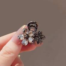 2 Elegant Flower Hair Clips - Small Alloy Shark Clips, Suitable For Tidying Up Loose Hair, Inlaid With Crystals, Ideal For Women Aged 14 And Above - 2個 - 查看 3