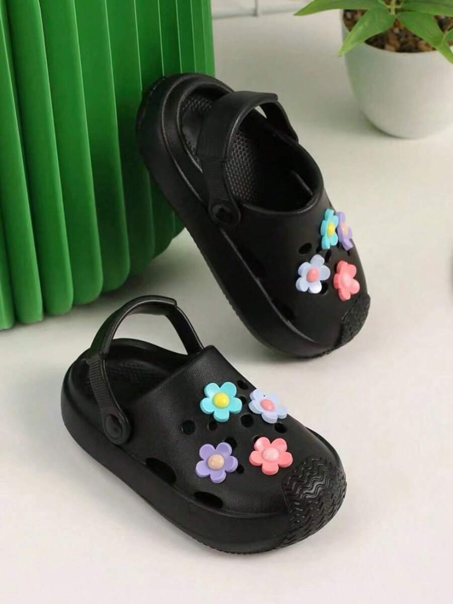New Baby Flower Decor Cute Slip-On Comfortable EVA Two-Way Wear Children Hole Shoes Beach Sandals
