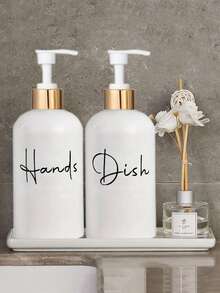2 件 17 盎司洗手液分配器空乳液泵瓶，可再填充液体洗洁精瓶，适用于浴室、厨房水槽 - 白色 - 查看 1