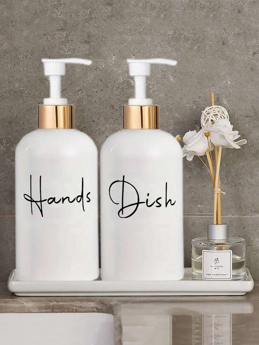 2 件 17 盎司洗手液分配器空乳液泵瓶，可再填充液体洗洁精瓶，适用于浴室、厨房水槽 - 白色 - 查看 1