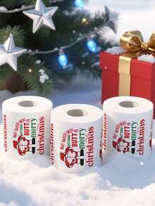 1 Rolle Toilettenpapier mit Weihnachtsthema, 10*9,5cm, Muster mit Weihnachtsmann-Muster, Fröhliche Weihnachten, kann als Einweg-Toilettenpapier, Weihnachtsparty-Dekoration, Weihnachtsdekoration, Heimdekoration, Weihnachtsgeschenk, Winterdekoration, Weihnachtsparty-Gastgeschenk, Familientreffen-Zubehör, Feiertagszubehör, Silvester-Partyzubehör, Weihnachts-Toilettenartikel verwendet werden, auch geeignet für Küche und Bad, ideal für Weihnachtsessen - Verschiedenfarbig - Übersicht 6