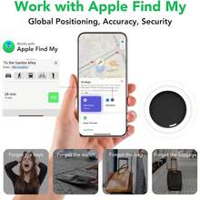 Air Tracker 标签物品查找器 - 1/2/4 件装，钥匙查找器定位器，兼容 Apple Find My（仅限 IOS），可更换电池，用于钥匙、手提箱、包、钱包的追踪标签（黑色/白色）