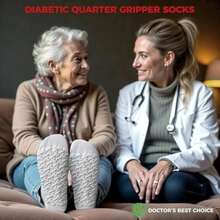 6 Pairs Men's Ankle Socks Non-Skid Grip Diabetic Ankle Quarter Socks Non Binding Loose Fit Top - trắng - Xem 4