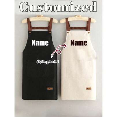 1 pieza Delantal de cocina personalizado, Delantal con impresión personalizada - Delantal de cocina personalizado, Delantal con logotipo personalizado, Delantal de chef, Delantal con nombre personalizado, Regalo para pasteleros, Delantal para BBQ, Delantal de cocina, Delantal moderno a prueba de aceite de poliéster, Delantal de cocina negro, Delantal de poliéster para jardín, cocina y tareas domésticas, perfecto para el hogar, restaurante y cocina, adecuado para el Día de la Madre, la temporada de bodas, la temporada de graduación, regalos para familiares y amigos, accesorios de cocina