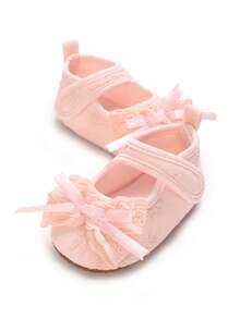 أحذية أميرة مسطحة للبنات الرضع 0-18 شهر، أحذية ناعمة وجميلة للأطفال الرضع والصغار - وردي - مشاهدة 3