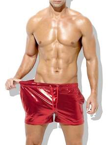 Men's Holographic Metallic Short Sparkly Shiny Short Pants Rave Outfit Hot Shorts With Pockets And Drawstrings - A4-red-ck3118 - View 8
