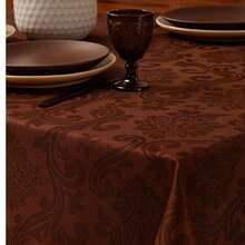 Durable And Elegant Rectangular Jacquard Fabric Tablecloth 4/6/8 Seats Luxury Promotion - Rust Brown - View 2