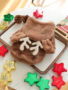 PETSIN 1pc Pet Clothes, Dog Cat Costume, Cute Outfit For Small Dogs, Warm & Comfortable Flannel Reindeer Antler Christmas Costume For Small Dogs, Autumn/Winter