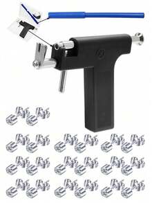 35 件/套低痛穿孔枪套件，（20 件镀银耳环耳钉，1 件穿孔枪，12 件 5A 级镀金铜锆石耳环耳钉），多种颜色可选，适合学生个人耳朵穿孔美容工具及配件 - 彩色 - 查看 8