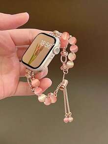 1 件女士渐变色猫眼石金属表带，适合 38/40/41/44/45/49/42/46 毫米系列 11/SE3/Ultra3/Ultra/SE/SE2/10/9/8/7/6/5/4/3/2/1 - 人魚粉 - 查看 3